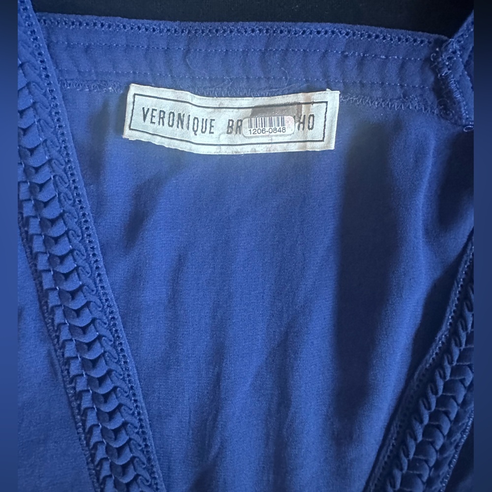 Veronique Bronquinho Italy ink Blue Pleated Fit-and-Flare Dress fits size 10 12 - Picture 7 of 14